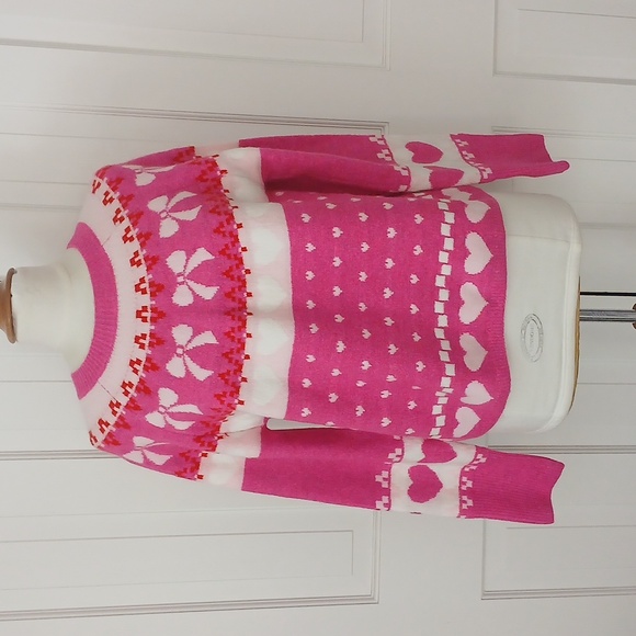 CeCe Heart Bow Fair Isle Sweater - Picture 3 of 7